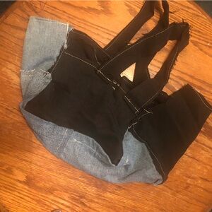 Denim and Black Tote Bag